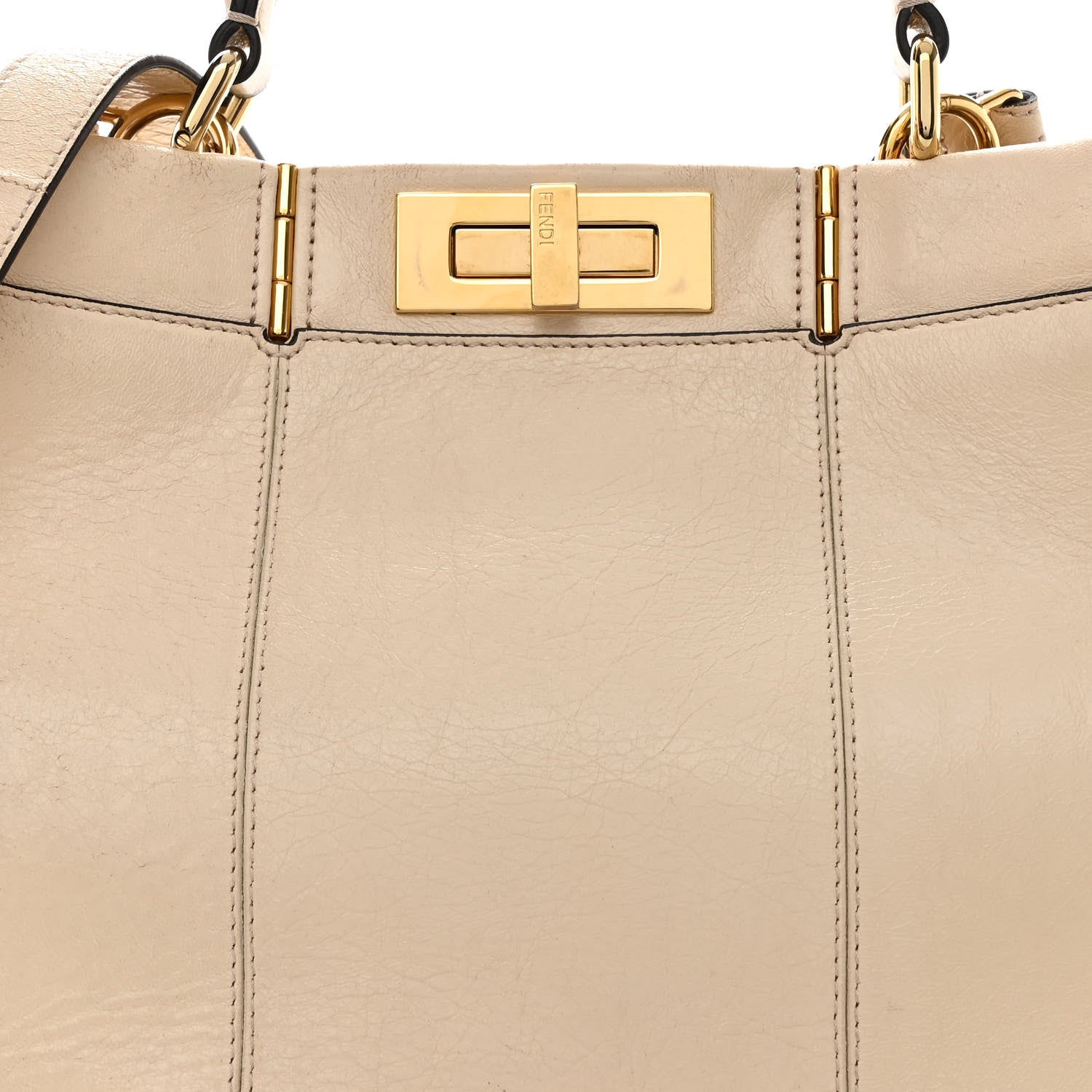 Fendi Agnello Old Shine Medium Peekaboo Iconic Satchel Camelia 9 of 14