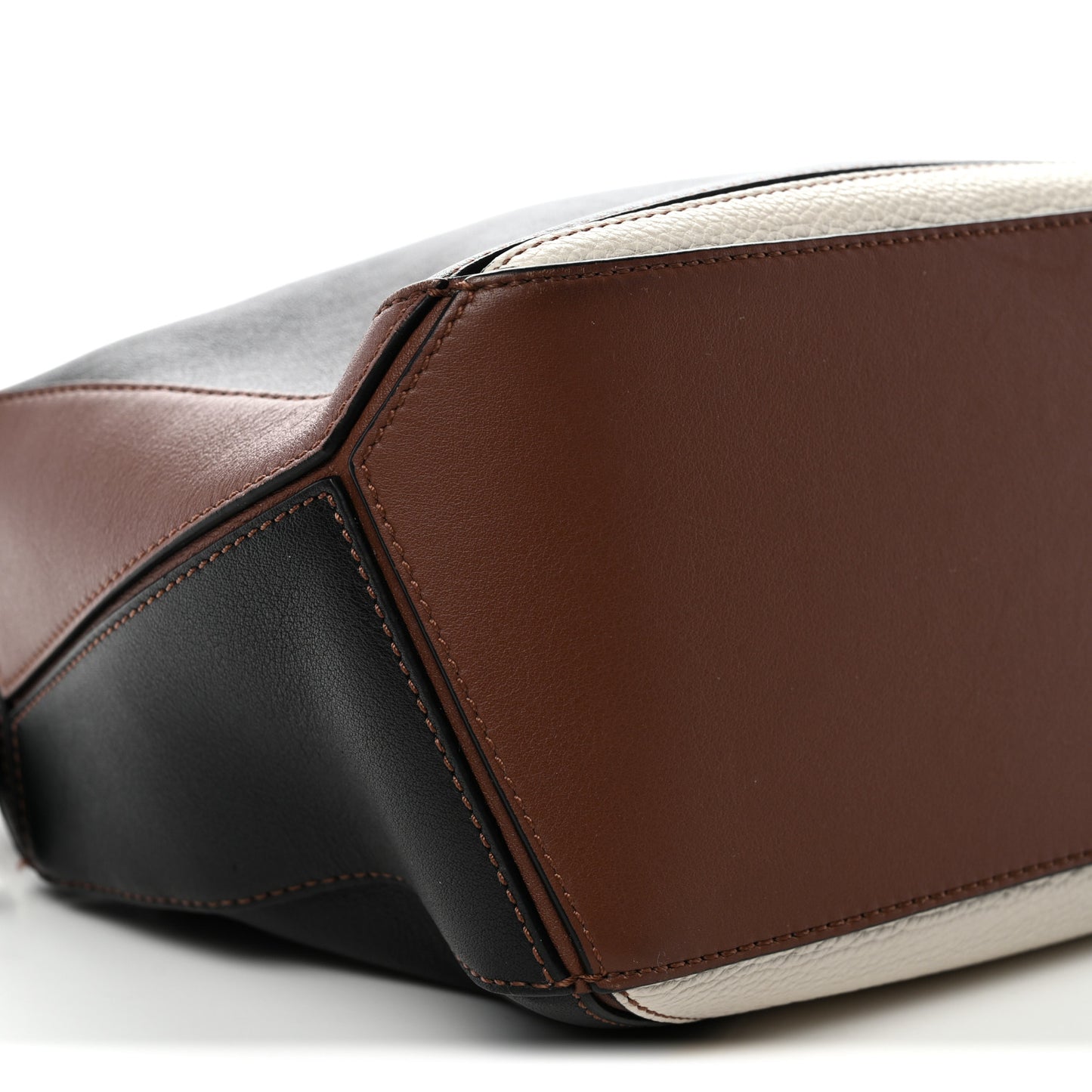 Calfskin Small Puzzle Bag Brunette Soft White Black