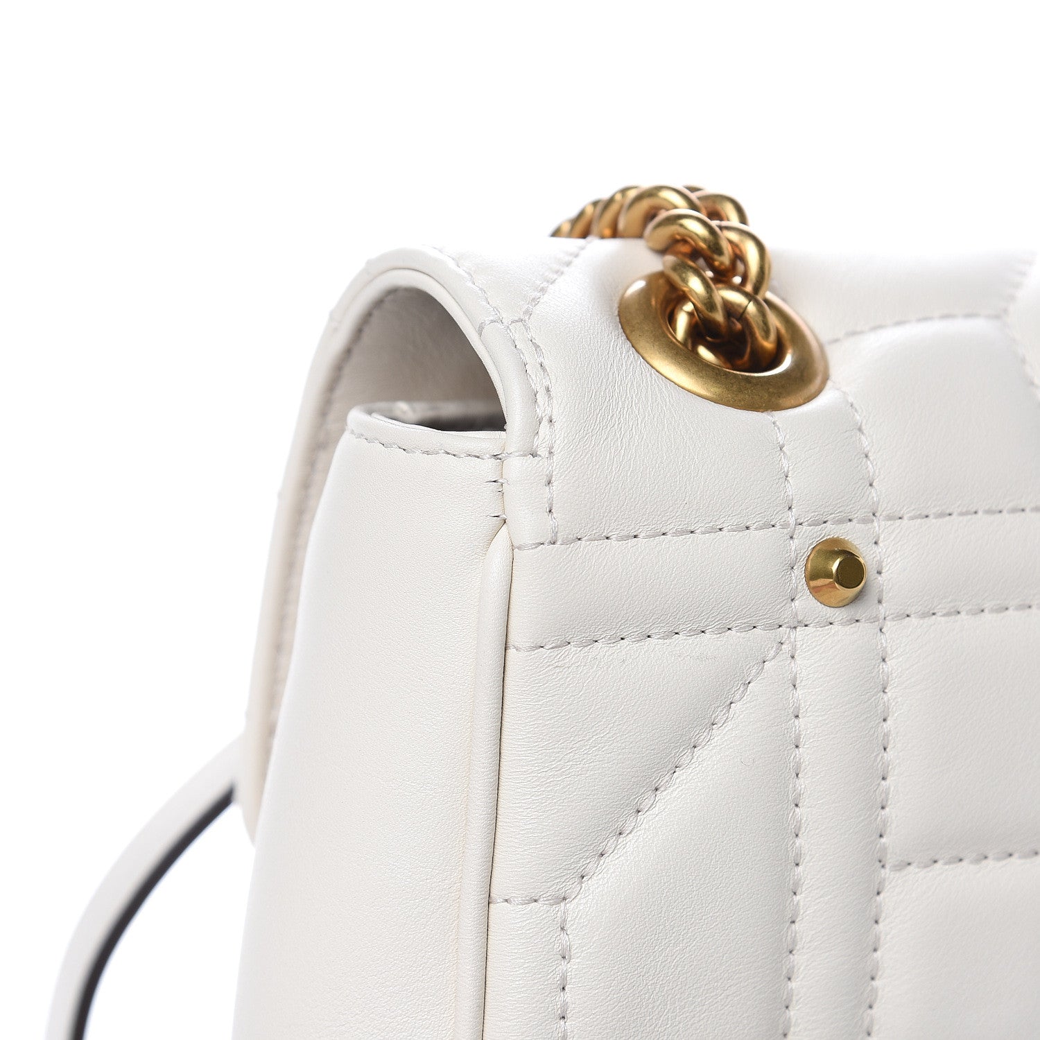 Gucci Calfskin Matelasse Studded Medium GG Marmont Shoulder Bag White 12 of 12