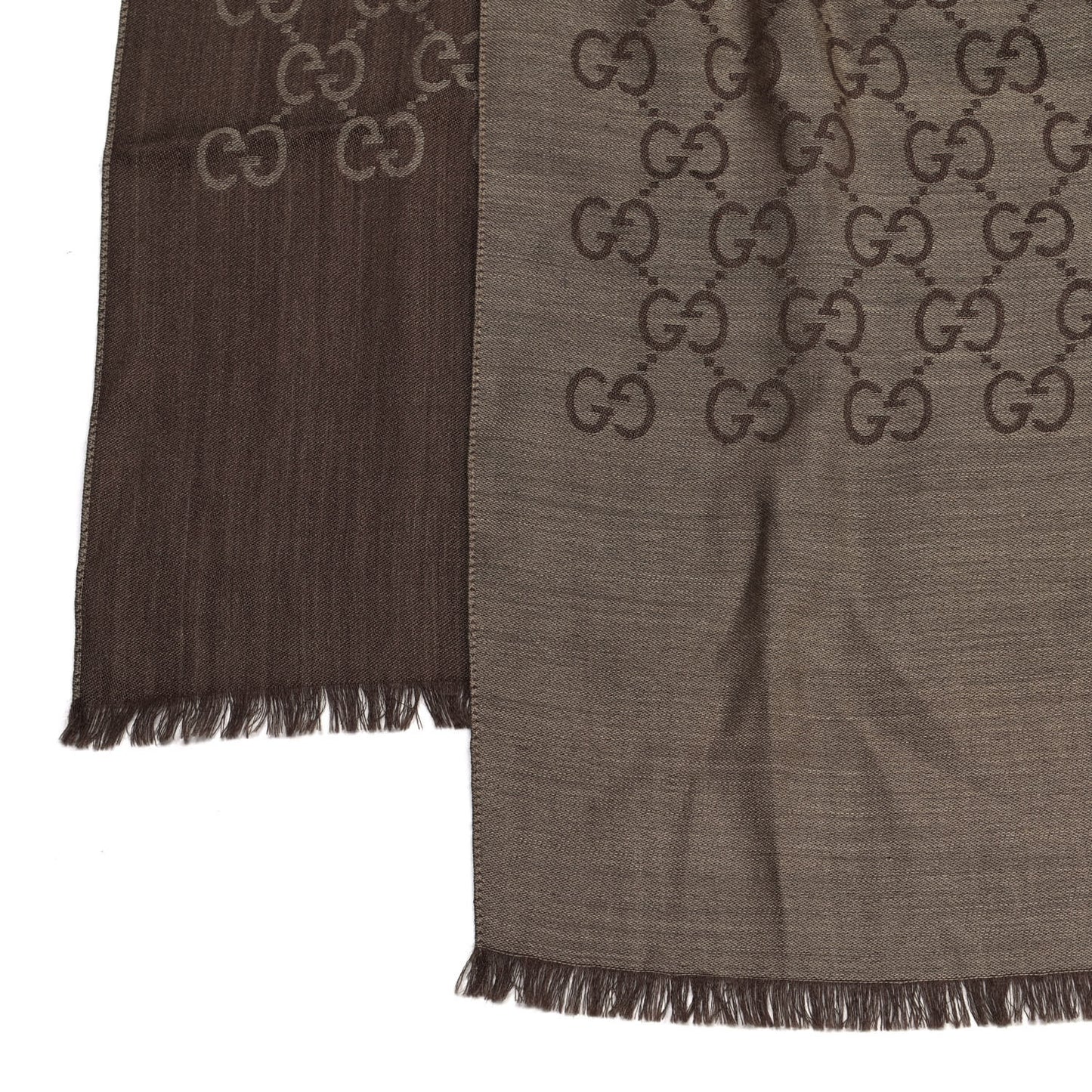 Wool Silk GG Monogram GGNat Scarf Rope Dark Brown