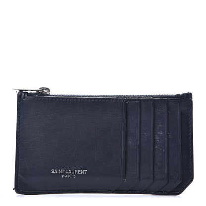 Saint Laurent Calfskin 5 Fragments Zip Pouch Card Holder Deep Marine 1 of 11