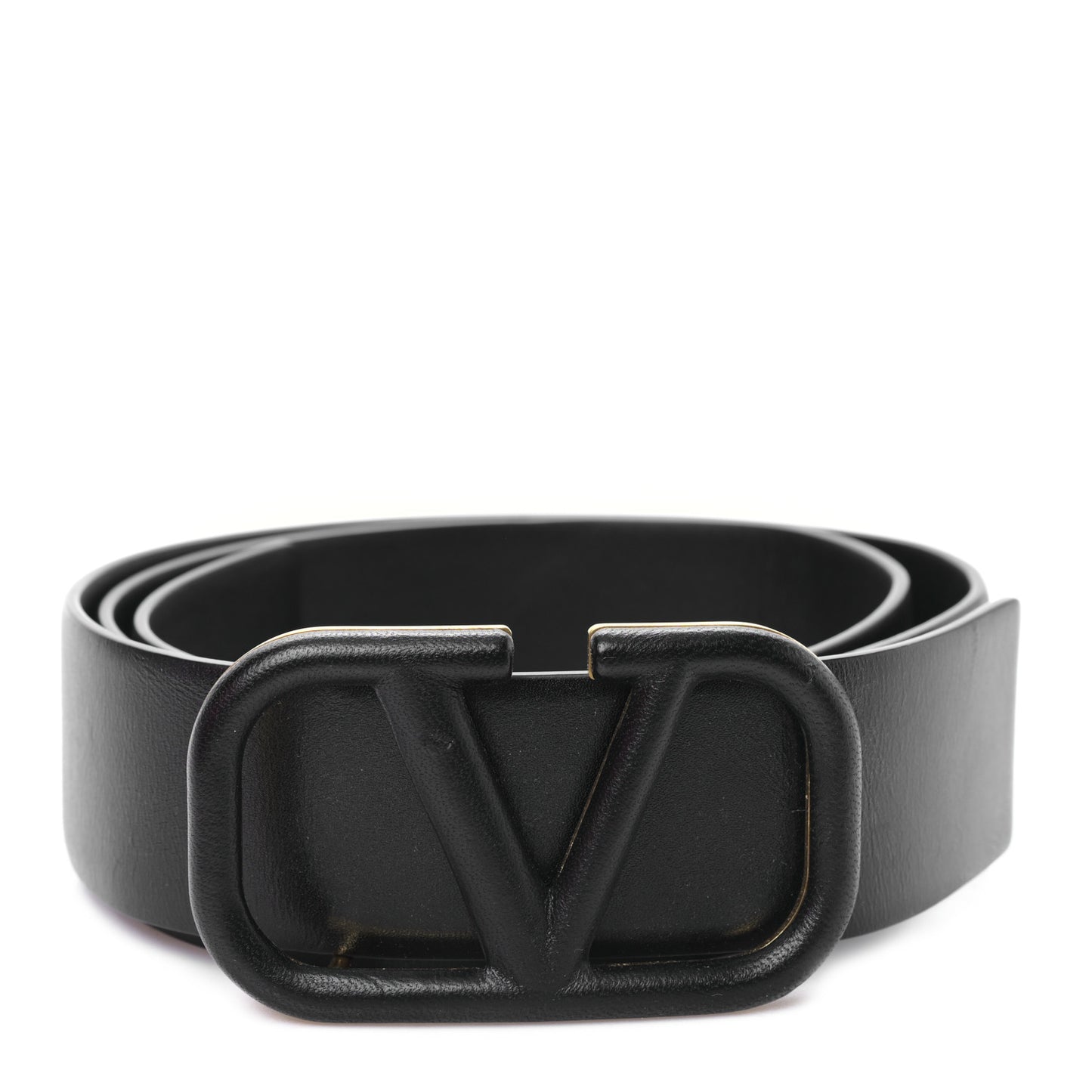 Glossy Calfskin Monochrome VLogo Belt 85 34 Black