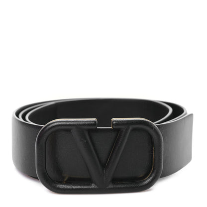 Valentino Garavani Glossy Calfskin Monochrome VLogo Belt 85 34 Black 1 of 5
