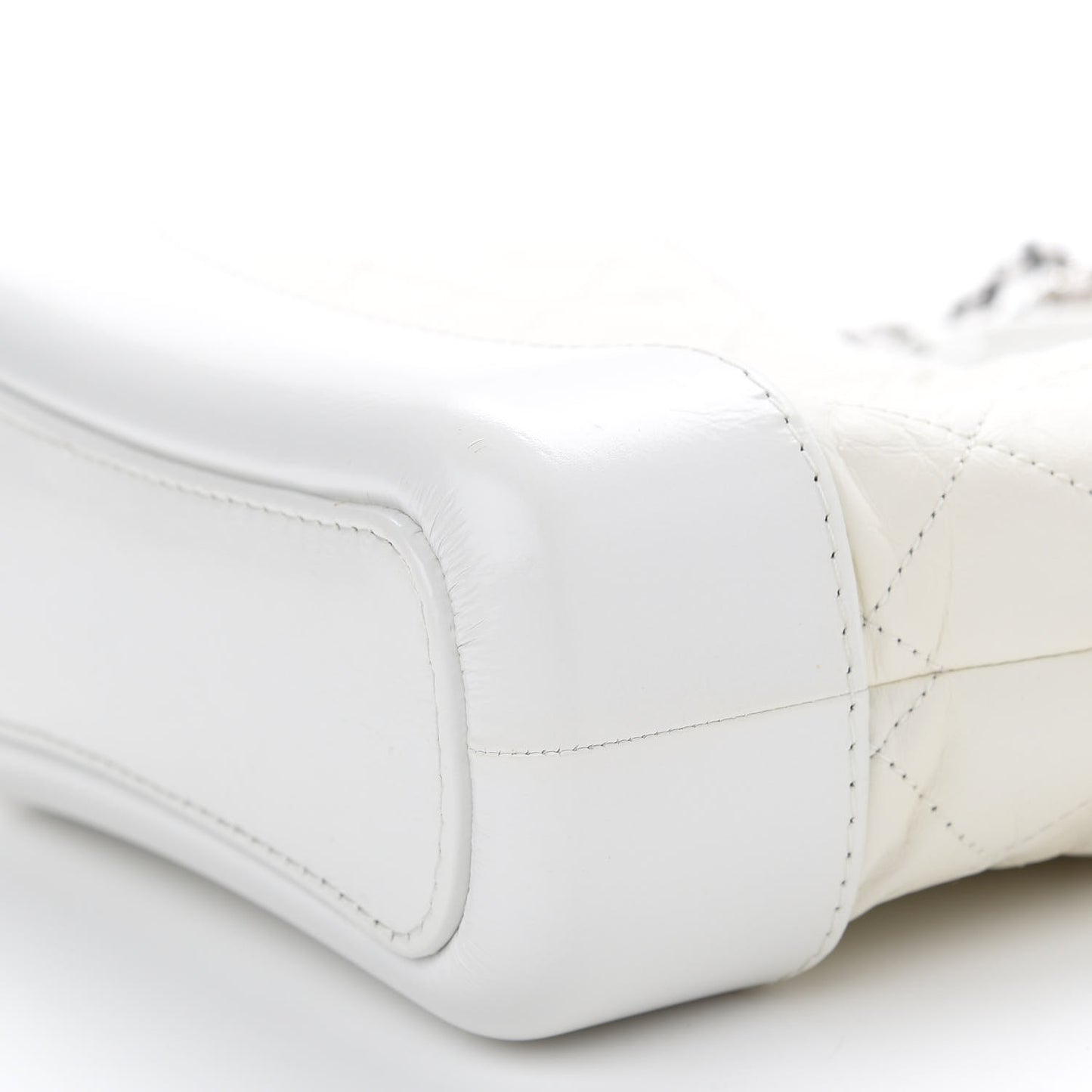 Aged Calfskin Quilted Small Gabrielle Hobo White