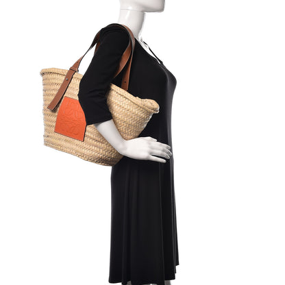 Loewe Raffia Basket Tote Bag Natural Tan Orange 2 of 15