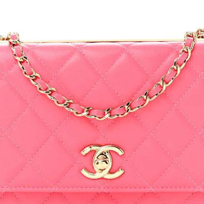 Chanel Lambskin Quilted Trendy CC Wallet On Chain WOC Pink 9 of 16
