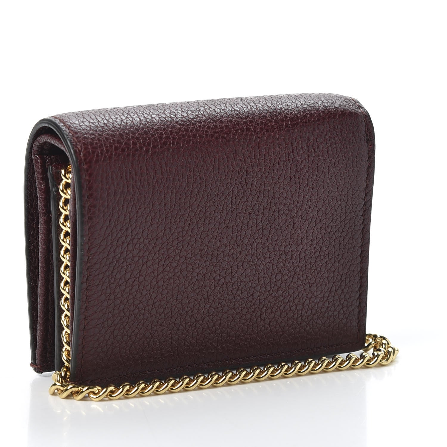 Gucci Grainy Calfskin Zumi Chain Card Case Wallet Vintage Bordeaux 2 of 9