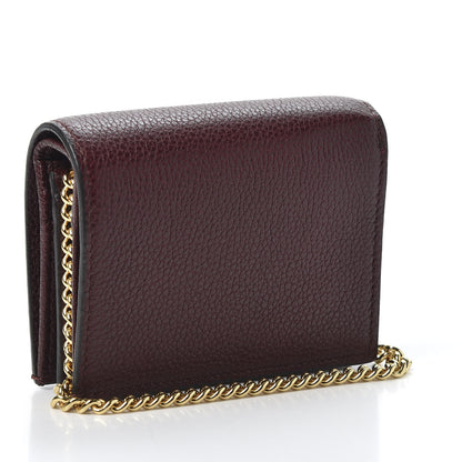 Gucci Grainy Calfskin Zumi Chain Card Case Wallet Vintage Bordeaux 2 of 9