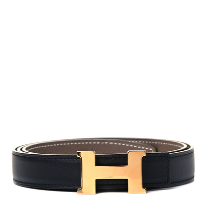 Hermes Swift Epsom 24mm Mini Constance H Belt 90 Black Etoupe 1 of 3