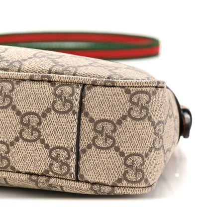 Gucci GG Supreme Monogram Textured Calfskin Small Emblem Shoulder Bag Beige Dark Brown 10 of 11