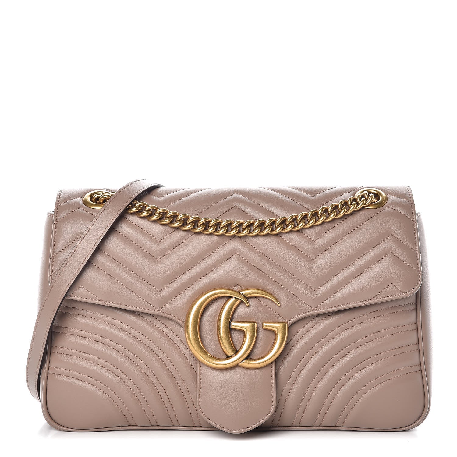 Gucci Calfskin Matelasse Medium GG Marmont Shoulder Bag Porcelain Rose 1 of 9