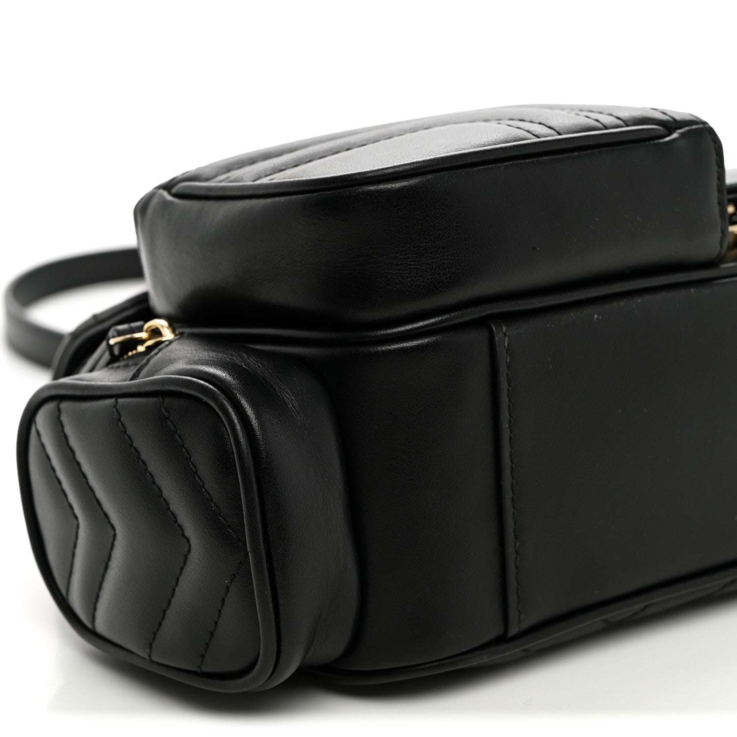 Gucci Calfskin Matelasse Small GG Marmont Multi Pocket Shoulder Bag Black 9 of 10