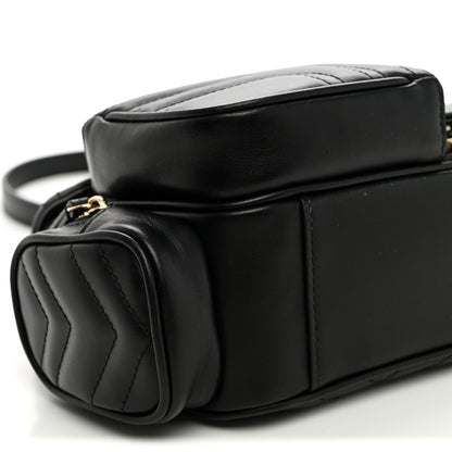 Gucci Calfskin Matelasse Small GG Marmont Multi Pocket Shoulder Bag Black 9 of 10
