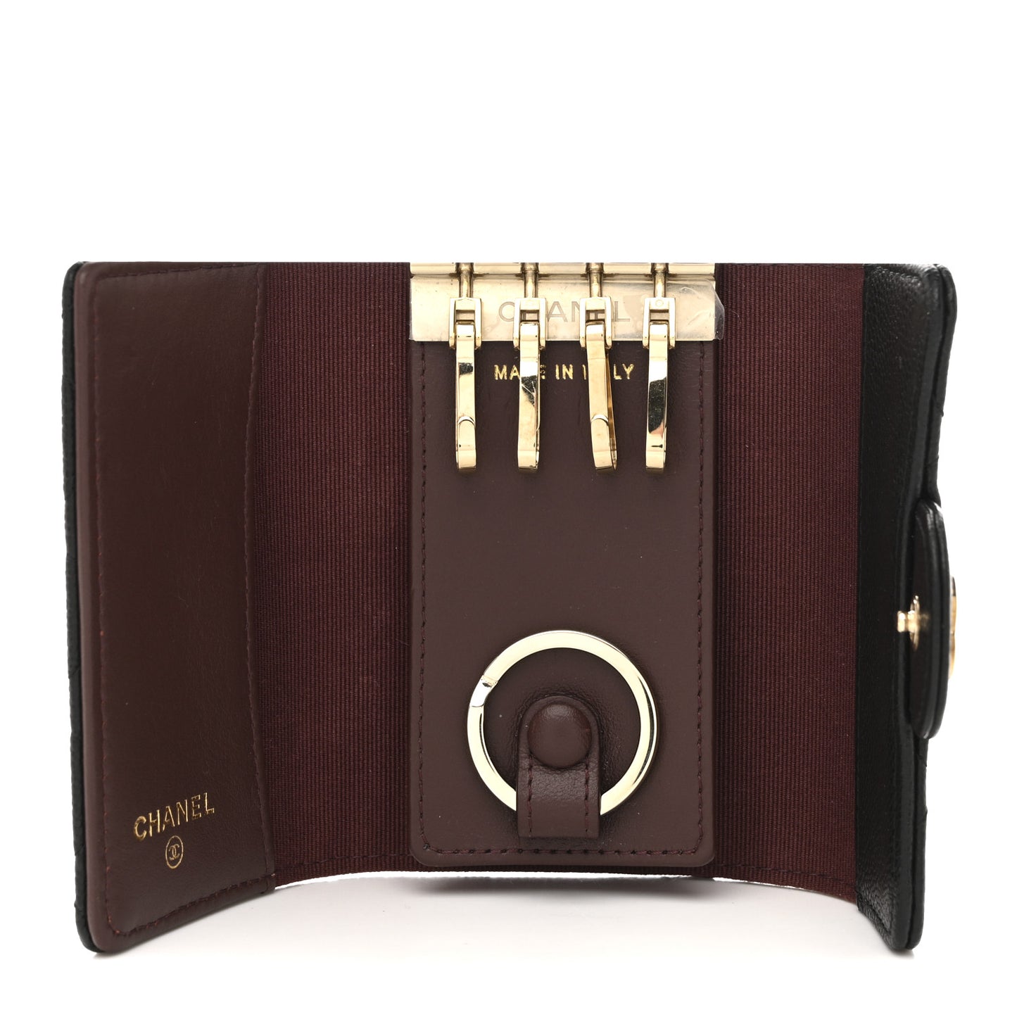 Caviar Quilted Classic 4 Key Holder Wallet Black