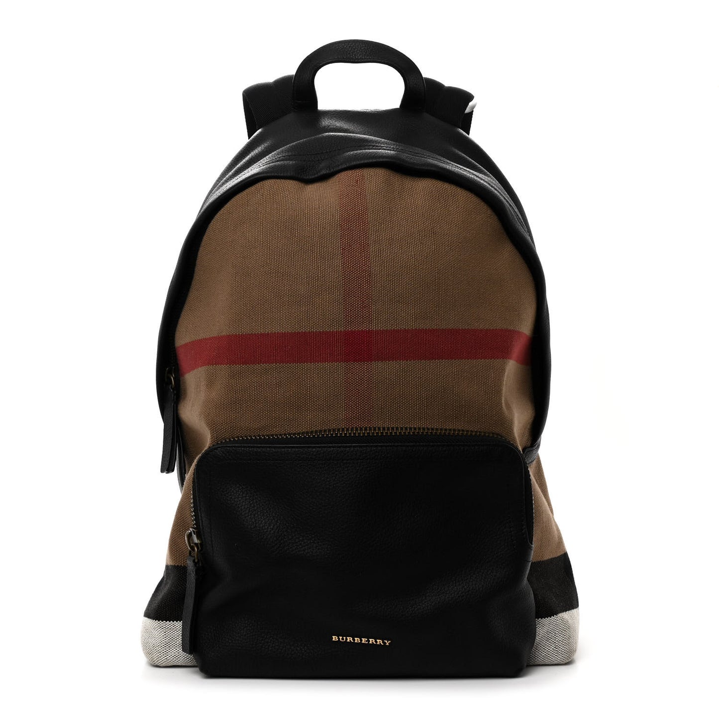 Mega Check Calfskin Abbeydale Simple Backpack Black Camel