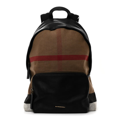 Burberry Mega Check Calfskin Abbeydale Simple Backpack Black Camel 1 of 11
