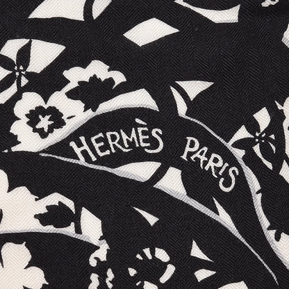 Hermes Cashmere Silk Tyger Tyger Shawl 140 Black White Gris 3 of 5