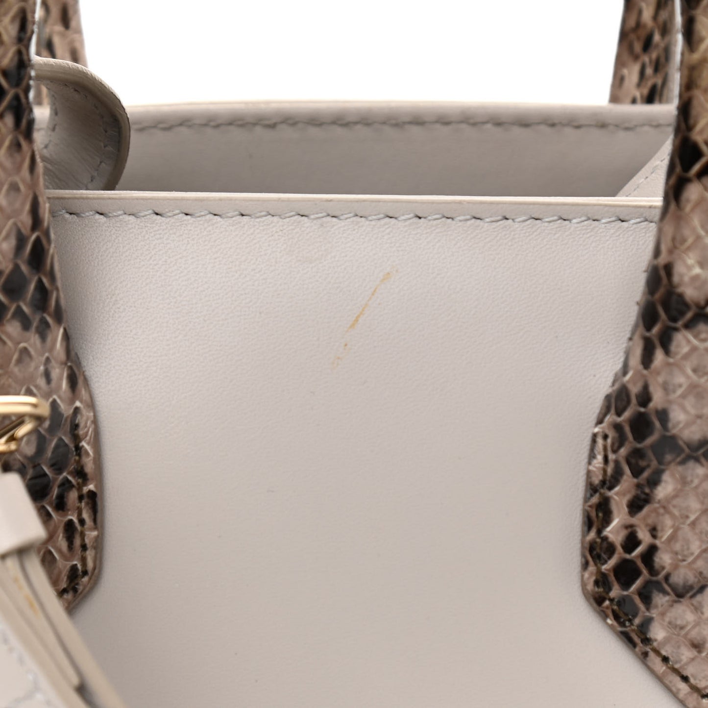 Calfskin Elaphe Snakeskin Mini Padlock All Afternoon Tote Gris Acier