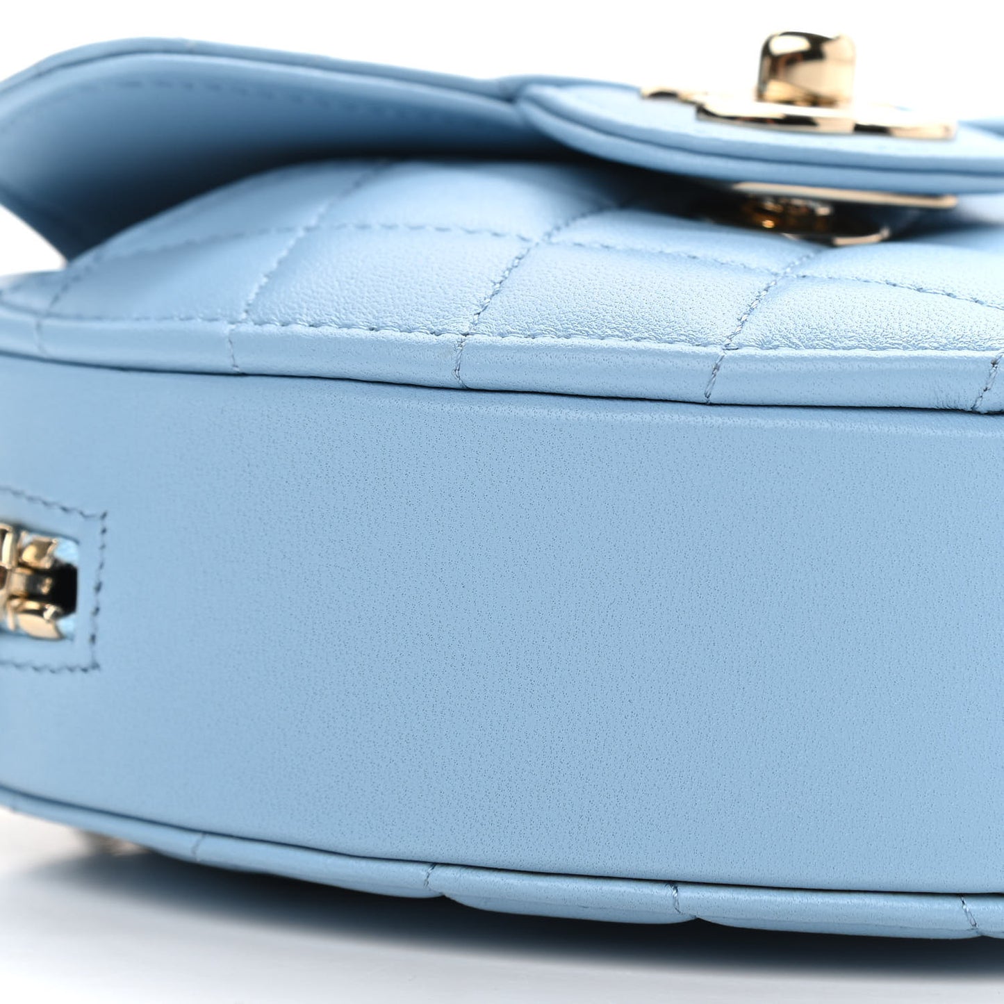 Lambskin Quilted CC In Love Heart Clutch With Chain Light Blue