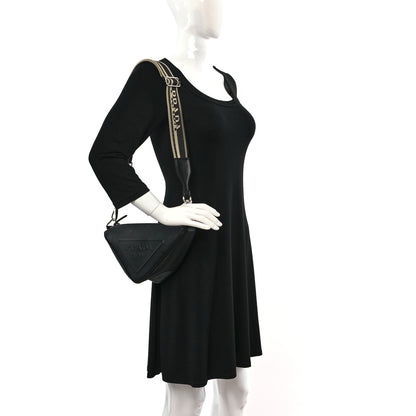Prada Saffiano Cuir Triangle Logo Embossed Triangle Shoulder Bag Black 2 of 7