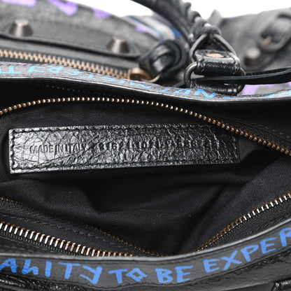 Balenciaga Agneau Arena Graffiti All Over Classic Hardware S City Black Bleu Violet 7 of 9