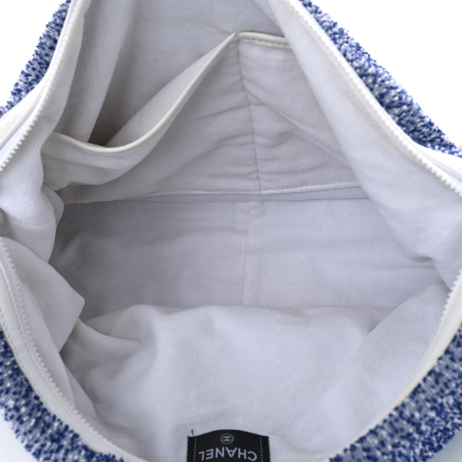 Chanel Terry Cotton Resin Chain Fizzy Hobo Blue White 5 of 15