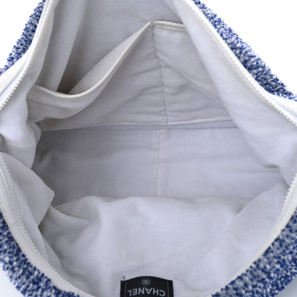 Chanel Terry Cotton Resin Chain Fizzy Hobo Blue White 5 of 15