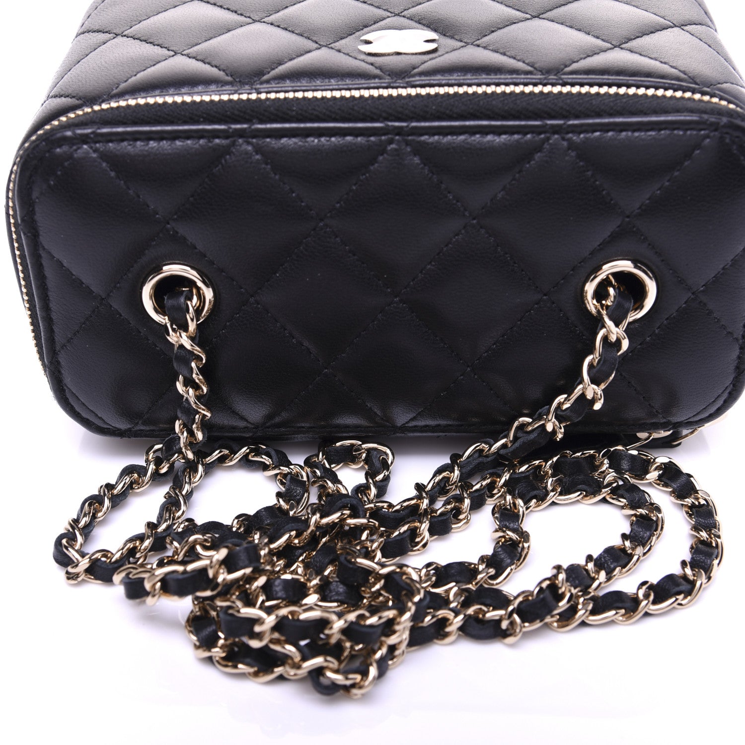 Chanel Lambskin Quilted Small Vanity Case With Chain Black 14 of 15