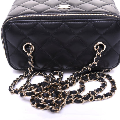Chanel Lambskin Quilted Small Vanity Case With Chain Black 14 of 15
