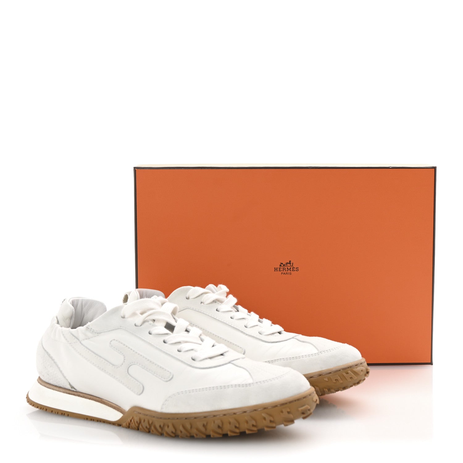 Hermes Nappa Suede Goatskin Jet Sneakers 38 White 10 of 10
