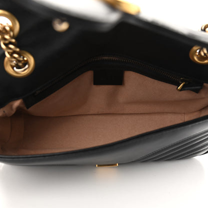 Gucci Calfskin Matelasse Small GG Marmont Shoulder Bag Black 7 of 9