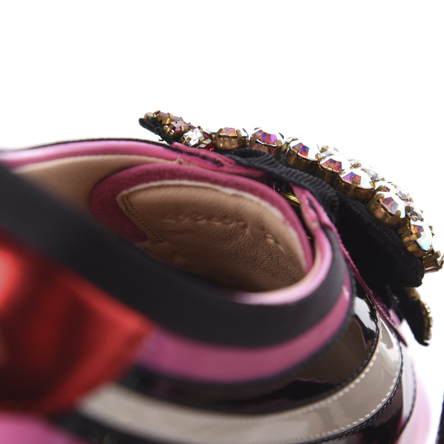 Gucci Patent Calfskin Crystal Womens Web Falacer Sneakers 36 Pink 8 of 11