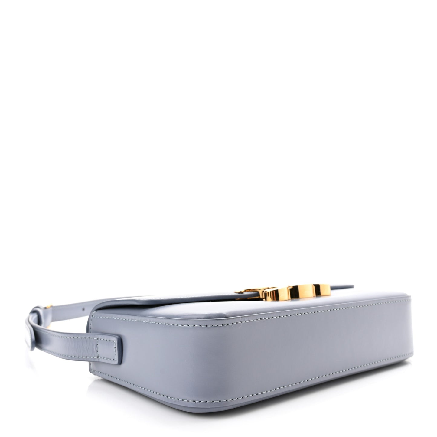 Shiny Calfskin Triomphe Shoulder Bag Arctic Blue