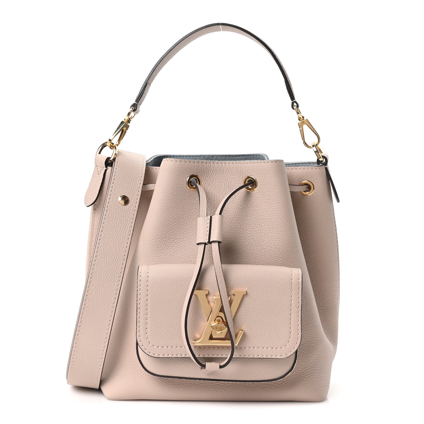 Calfskin Lockme Bucket MM Greige