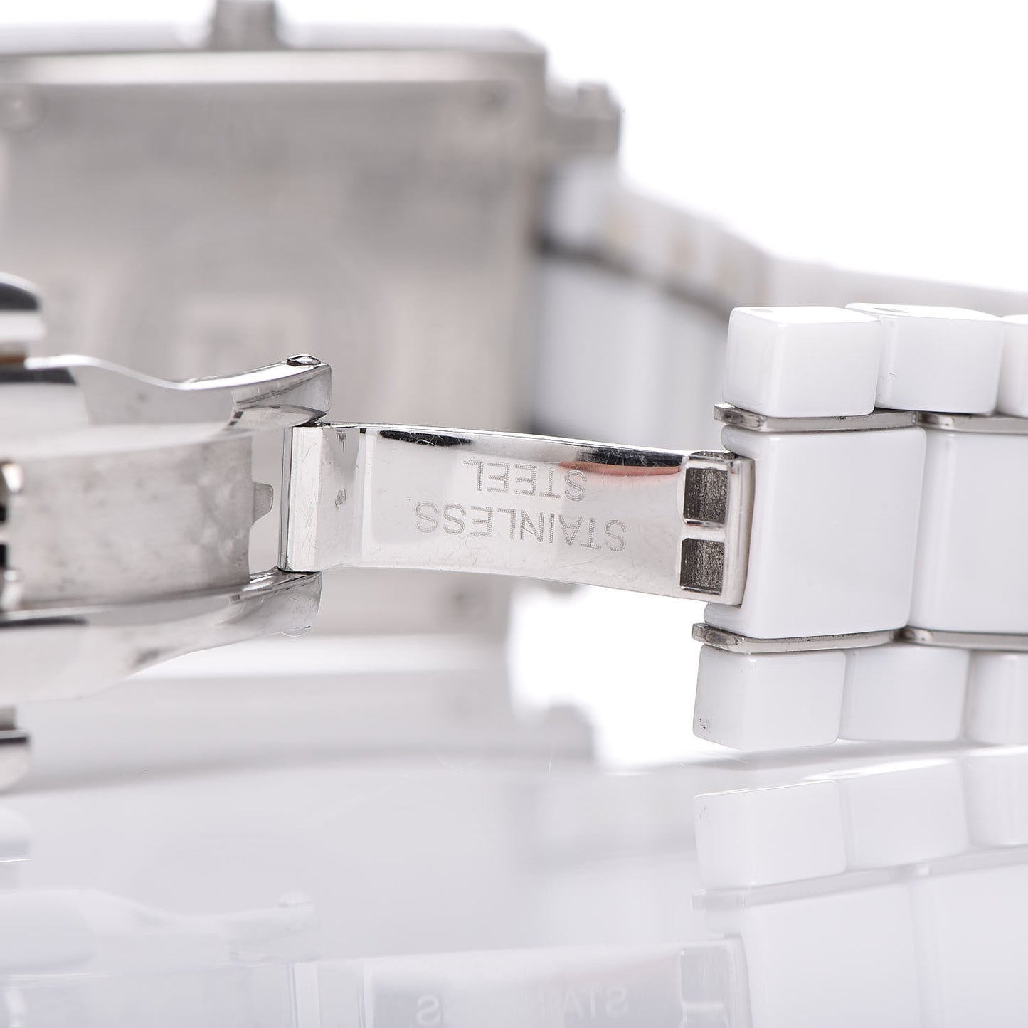 Stainless Steel Ceramic 30mm Quadro Quartz Watch White