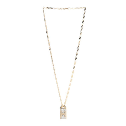 Chanel Crystal Dog Tag Charm Necklace Gold 3 of 6