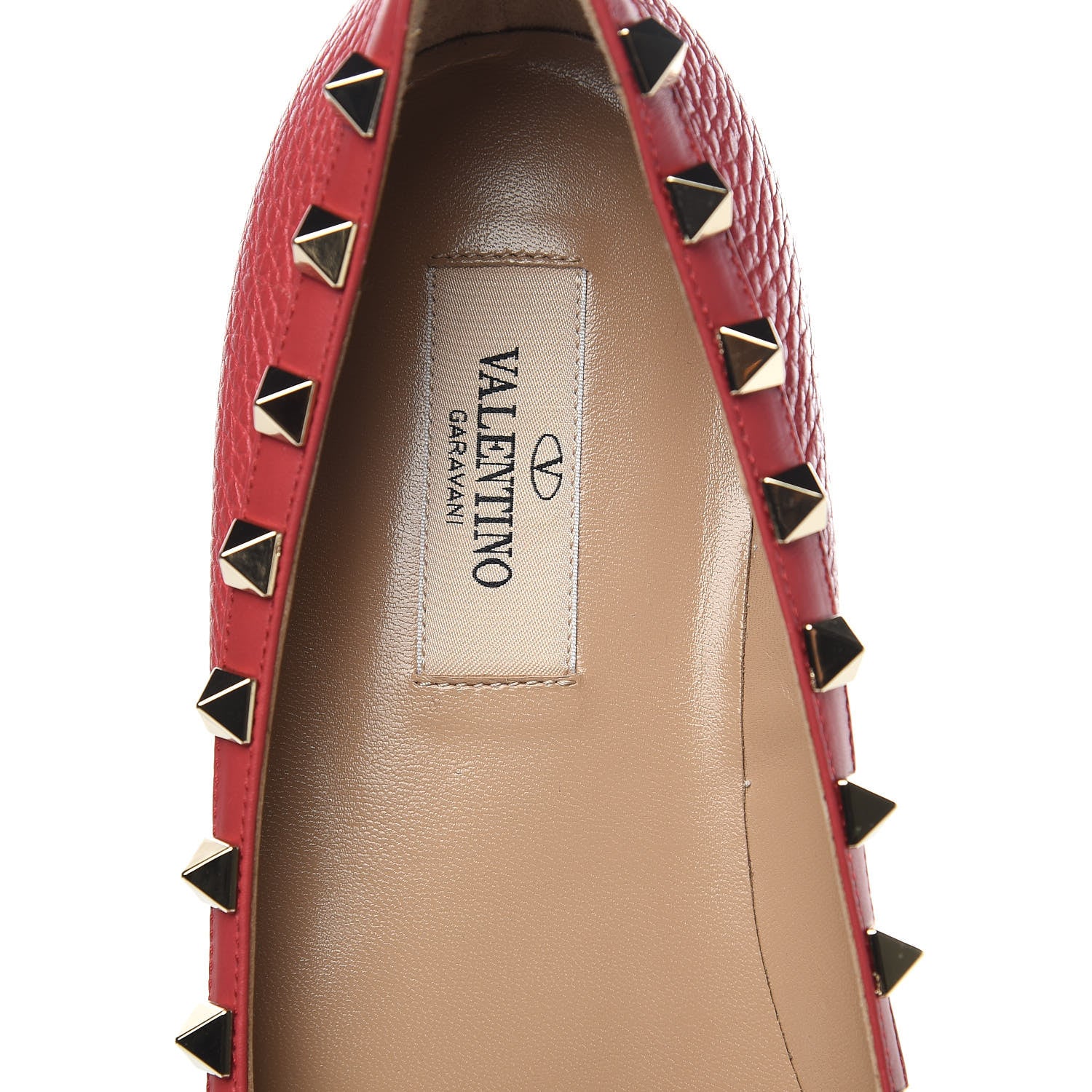 Valentino Garavani Pebbled Calfskin Rockstud Ballerina Flats 38.5 Rock Pink 7 of 9