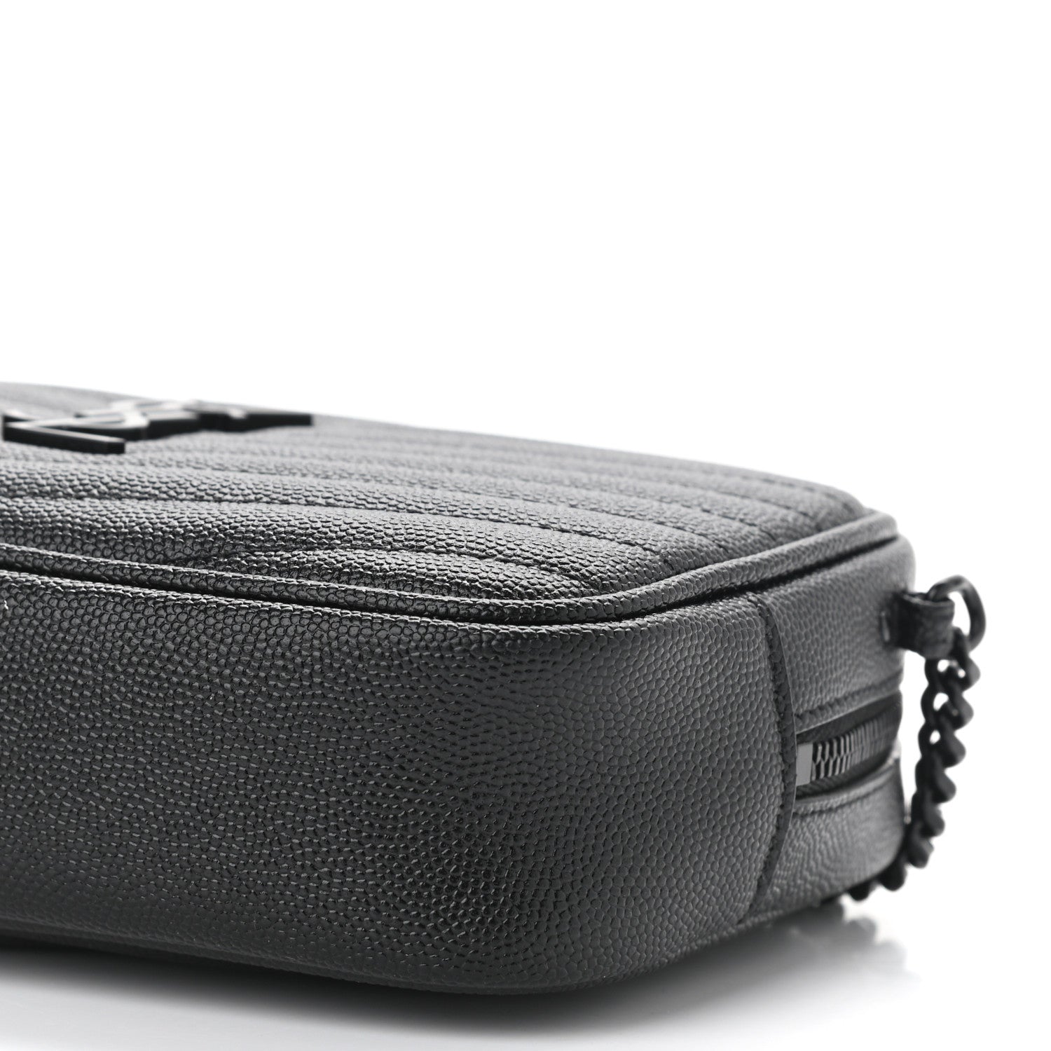 Saint Laurent Grain De Poudre Matelasse Monogram Mini Lou Camera Bag Black 8 of 9
