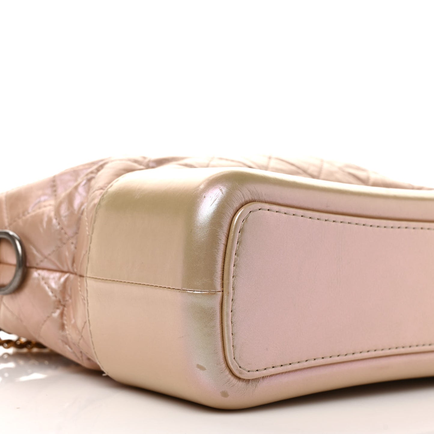 Iridescent Aged Calfskin Quilted Medium Gabrielle Hobo Light Pink