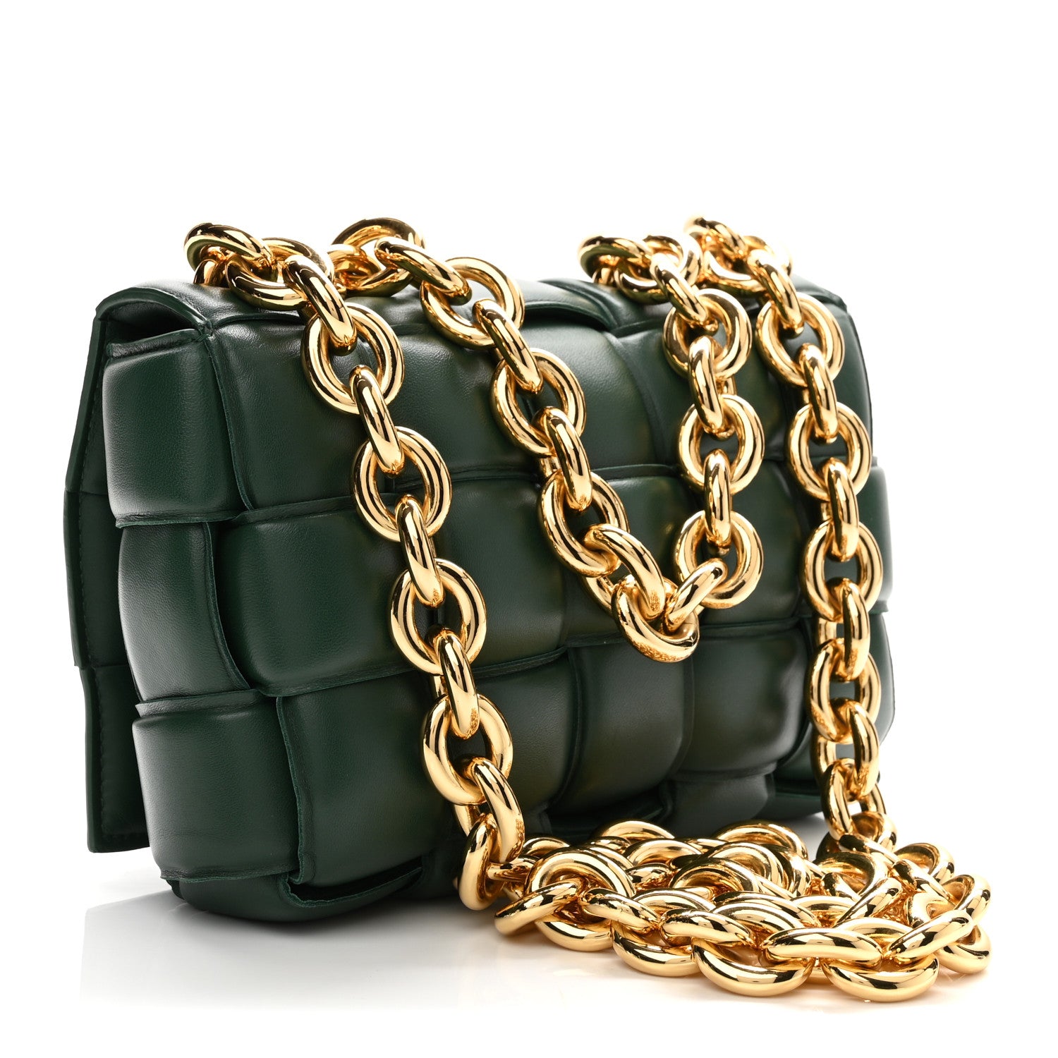 Bottega Veneta Lambskin Maxi Intreccio Padded Chain Cassette Crossbody Bag Raintree 3 of 10