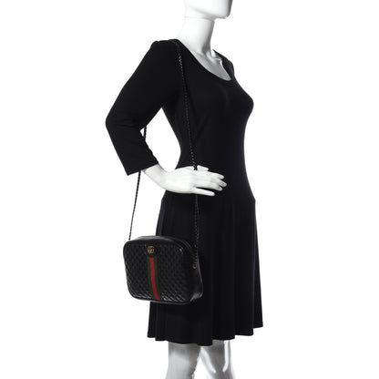 Gucci Calfskin Web Trapuntata Small GG Shoulder Bag Black 2 of 11