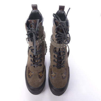 Louis Vuitton Suede Calfskin Monogram Laureate Platform Desert Boots 36.5 Kaki 8 of 11