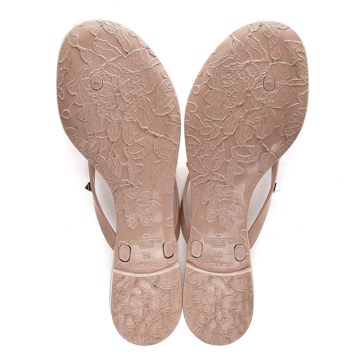 PVC Jelly Rockstud Bow Thong Sandals 38 Poudre