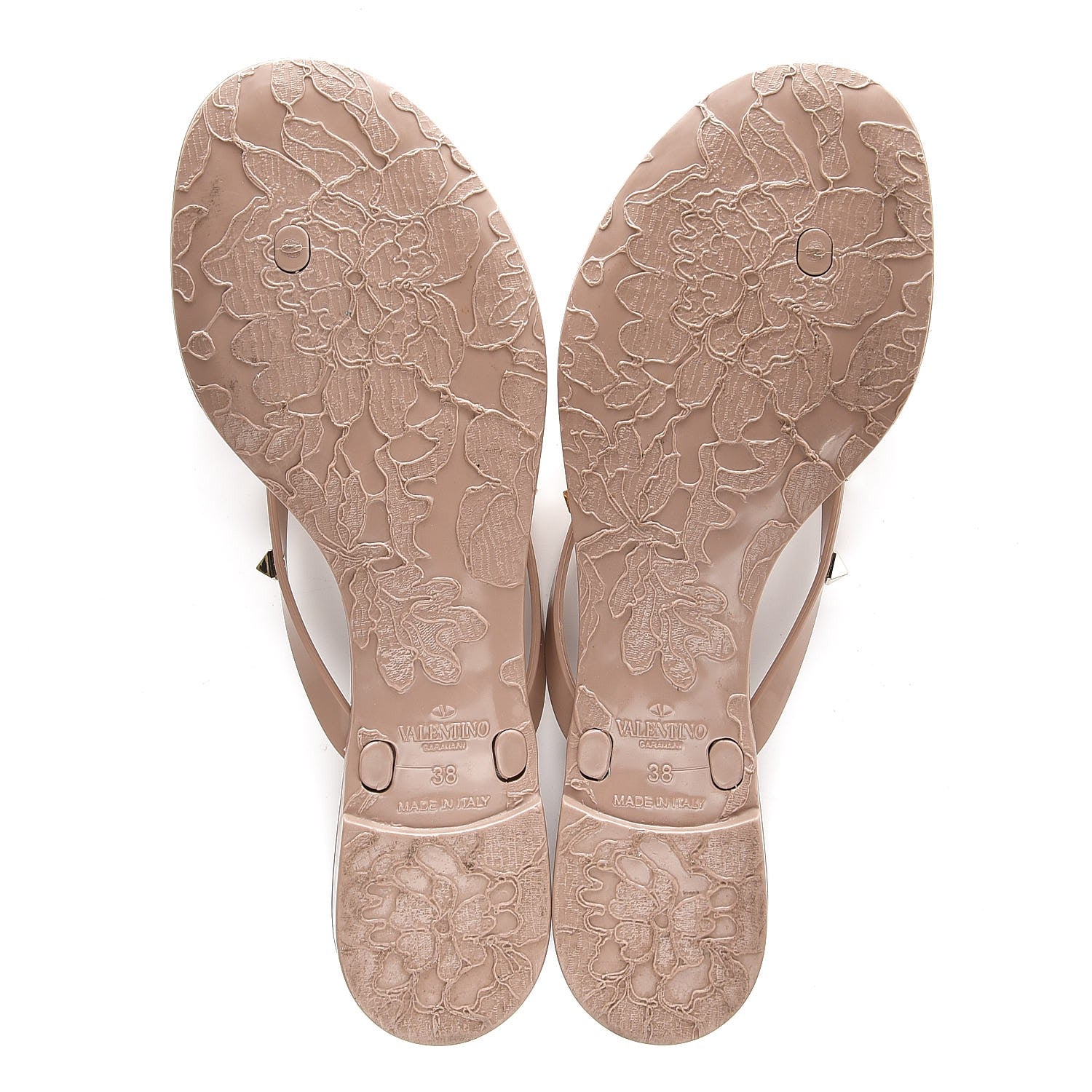 Valentino Garavani PVC Jelly Rockstud Bow Thong Sandals 38 Poudre 5 of 9