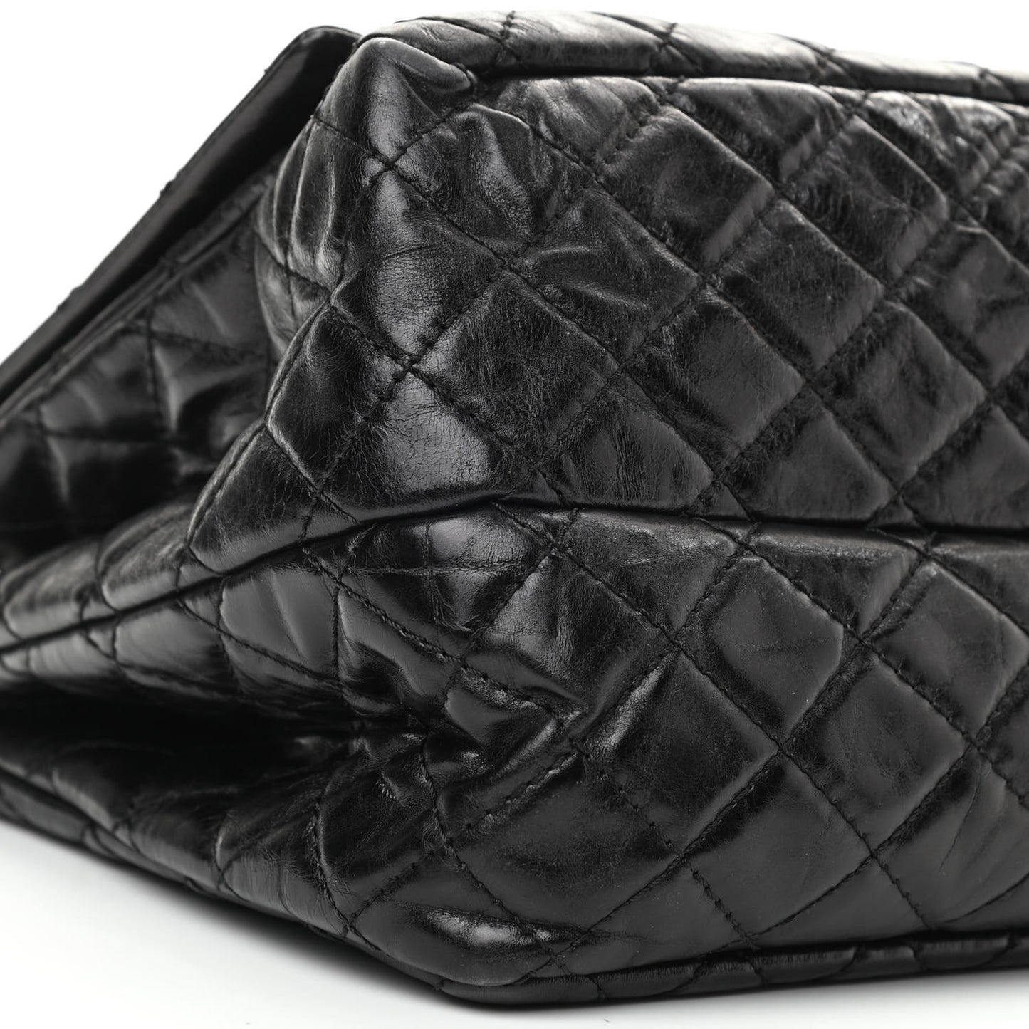 Metallic Aged Calfskin Quilted Reissue 2.55 Accordion Flap Black