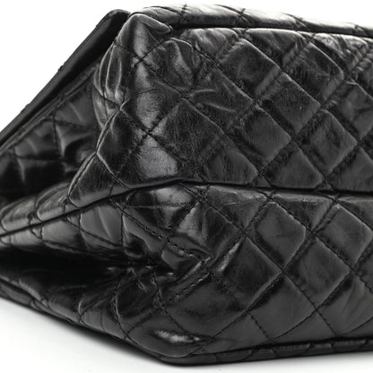 Chanel Metallic Aged Calfskin Quilted Reissue 2.55 Accordion Flap Black 9 of 10