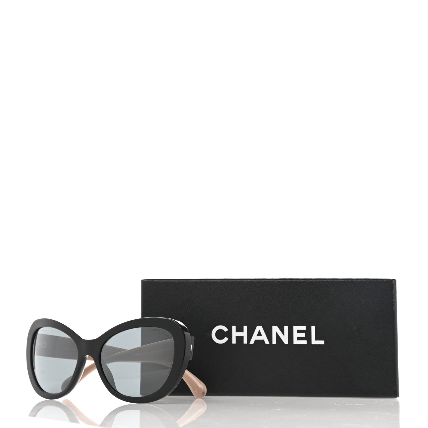 Chanel Acetate Cat Eye Sunglasses 5321 Black Beige 8 of 8