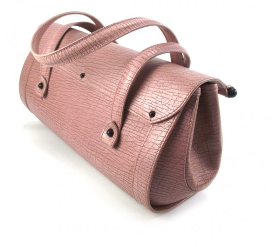 Leather Bamboo Bullet Satchel Rose
