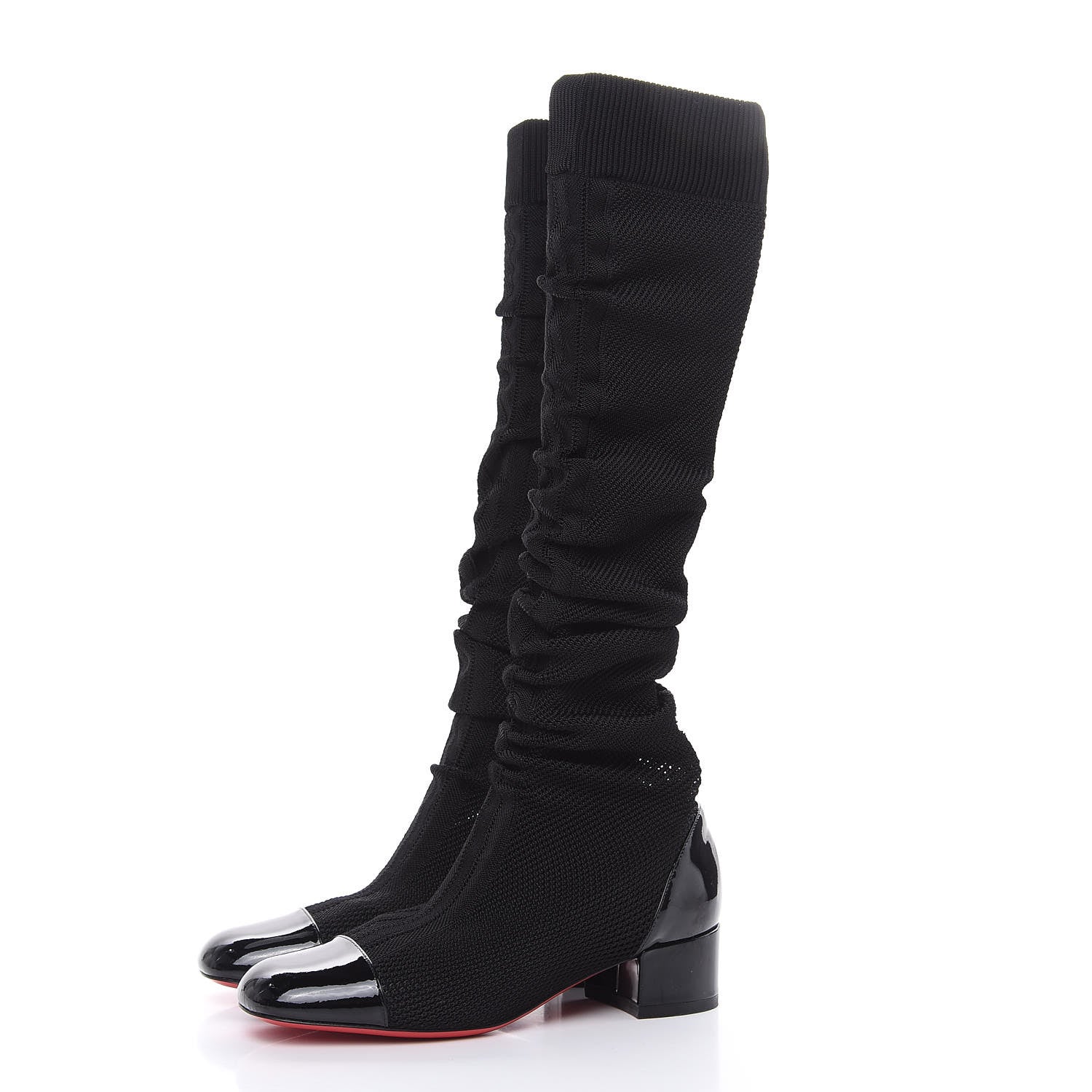Christian Louboutin Maille Tricot Patent Trebiba 35 Sock Boots 36.5 Black 3 of 8
