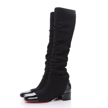 Christian Louboutin Maille Tricot Patent Trebiba 35 Sock Boots 36.5 Black 3 of 8